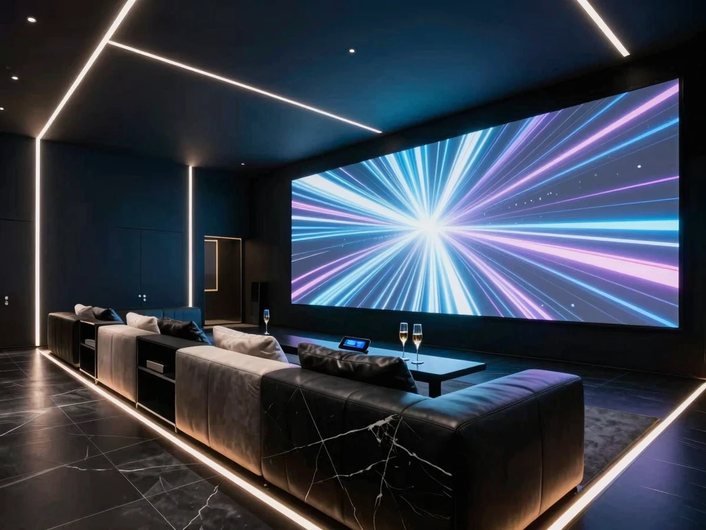 프리미엄 미디어 아트 월이 설치된 파티룸